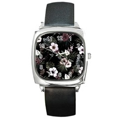 Tropical Pattern Square Metal Watch by Valentinaart