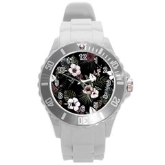 Tropical Pattern Round Plastic Sport Watch (l) by Valentinaart