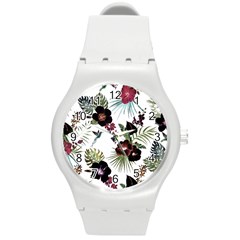 Tropical Pattern Round Plastic Sport Watch (m) by Valentinaart