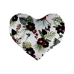 Tropical Pattern Standard 16  Premium Flano Heart Shape Cushions by Valentinaart