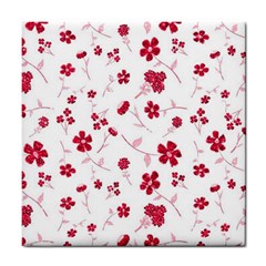 Sweet Shiny Floral Red Tile Coasters by ImpressiveMoments