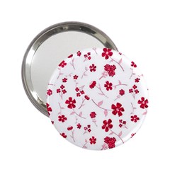 Sweet Shiny Floral Red 2 25  Handbag Mirrors by ImpressiveMoments