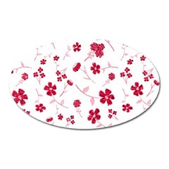 Sweet Shiny Floral Red Oval Magnet by ImpressiveMoments