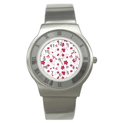 Sweet Shiny Floral Red Stainless Steel Watch by ImpressiveMoments