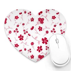 Sweet Shiny Floral Red Heart Mousepads by ImpressiveMoments