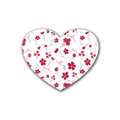 Sweet Shiny Floral Red Heart Coaster (4 Pack)  by ImpressiveMoments