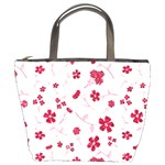 Sweet Shiny Floral Red Bucket Bags Front