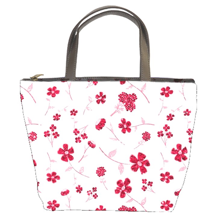 Sweet Shiny Floral Red Bucket Bags