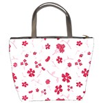 Sweet Shiny Floral Red Bucket Bags Back