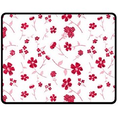 Sweet Shiny Floral Red Fleece Blanket (medium)  by ImpressiveMoments