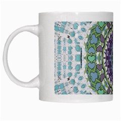 Hearts In A Decorative Star Flower Mandala White Mugs by pepitasart