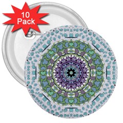 Hearts In A Decorative Star Flower Mandala 3  Buttons (10 Pack)  by pepitasart