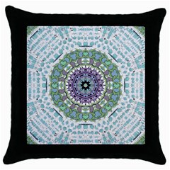 Hearts In A Decorative Star Flower Mandala Throw Pillow Case (black) by pepitasart