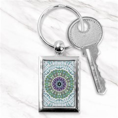 Hearts In A Decorative Star Flower Mandala Key Chains (rectangle)  by pepitasart