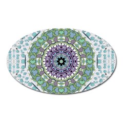 Hearts In A Decorative Star Flower Mandala Oval Magnet by pepitasart