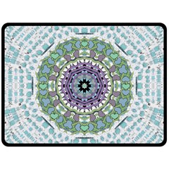 Hearts In A Decorative Star Flower Mandala Fleece Blanket (large)  by pepitasart