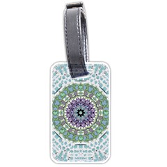 Hearts In A Decorative Star Flower Mandala Luggage Tags (one Side)  by pepitasart