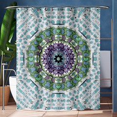 Hearts In A Decorative Star Flower Mandala Shower Curtain 60  X 72  (medium)  by pepitasart