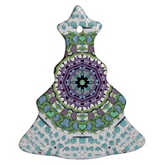 Hearts In A Decorative Star Flower Mandala Christmas Tree Ornament (two Sides) by pepitasart