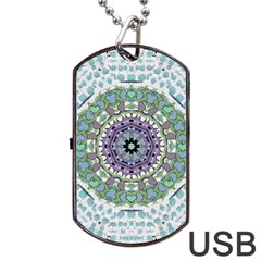 Hearts In A Decorative Star Flower Mandala Dog Tag Usb Flash (one Side) by pepitasart