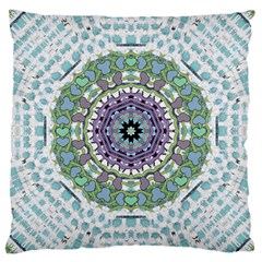 Hearts In A Decorative Star Flower Mandala Large Cushion Case (one Side) by pepitasart