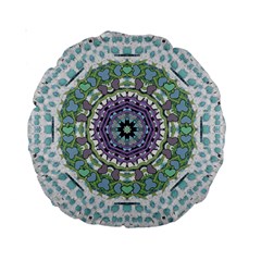 Hearts In A Decorative Star Flower Mandala Standard 15  Premium Round Cushions by pepitasart