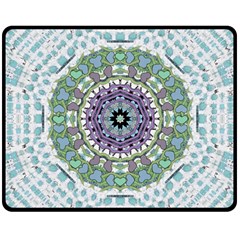 Hearts In A Decorative Star Flower Mandala Double Sided Fleece Blanket (medium)  by pepitasart