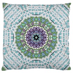 Hearts In A Decorative Star Flower Mandala Large Flano Cushion Case (two Sides) by pepitasart