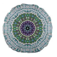 Hearts In A Decorative Star Flower Mandala Large 18  Premium Flano Round Cushions