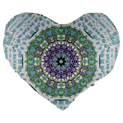 Hearts In A Decorative Star Flower Mandala Large 19  Premium Flano Heart Shape Cushions by pepitasart