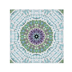 Hearts In A Decorative Star Flower Mandala Small Satin Scarf (square) by pepitasart