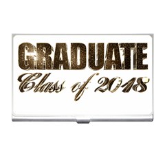 Graduate Typography Class Of 2018 Golden Faux Gold Foil Text Chic Graduation Business Card Holders