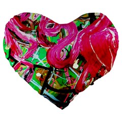 Flamingo   Child Of Dawn 9 Large 19  Premium Flano Heart Shape Cushions by bestdesignintheworld