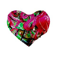 Flamingo   Child Of Dawn 9 Standard 16  Premium Flano Heart Shape Cushions by bestdesignintheworld