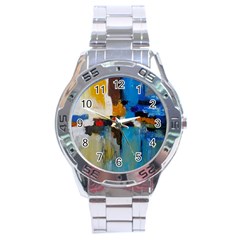 Abstract Stainless Steel Analogue Watch