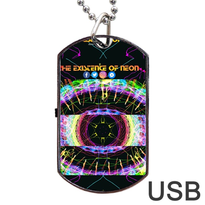 Crowned Existence Of Neon Dog Tag USB Flash (One Side)