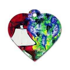 Lilac, Lamp And Curtain Window 2 Dog Tag Heart (two Sides) by bestdesignintheworld