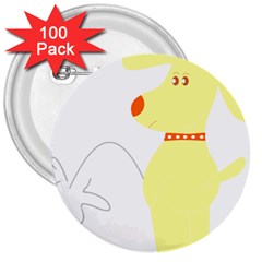 Mutt Dog Animal Domestic Vector 3  Buttons (100 Pack)  by Nexatart