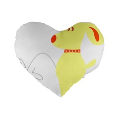 Mutt Dog Animal Domestic Vector Standard 16  Premium Flano Heart Shape Cushions by Nexatart