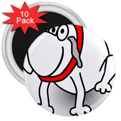 Dog Animal Pet Grin Sit Happy 3  Magnets (10 Pack)  by Nexatart