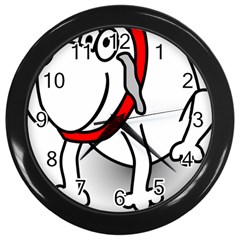 Dog Animal Pet Grin Sit Happy Wall Clocks (black) by Nexatart