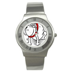 Dog Animal Pet Grin Sit Happy Stainless Steel Watch by Nexatart