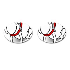 Dog Animal Pet Grin Sit Happy Cufflinks (oval) by Nexatart