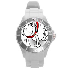 Dog Animal Pet Grin Sit Happy Round Plastic Sport Watch (l) by Nexatart