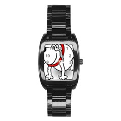 Dog Animal Pet Grin Sit Happy Stainless Steel Barrel Watch by Nexatart