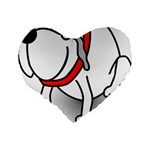 Dog Animal Pet Grin Sit Happy Standard 16  Premium Flano Heart Shape Cushions Back