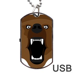 Bear Brown Set Paw Isolated Icon Dog Tag Usb Flash (one Side) by Nexatart