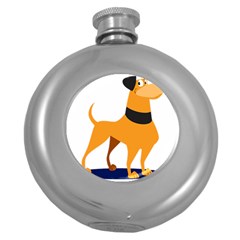 Stub Illustration Cute Animal Dog Round Hip Flask (5 Oz) by Nexatart