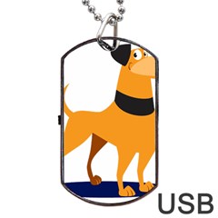 Stub Illustration Cute Animal Dog Dog Tag Usb Flash (two Sides) by Nexatart