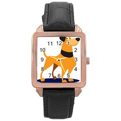 Stub Illustration Cute Animal Dog Rose Gold Leather Watch 